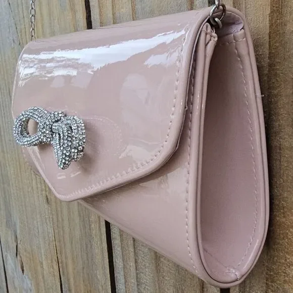 Elegant Pink Clutch with Silver Chain - Picture 7 of 15